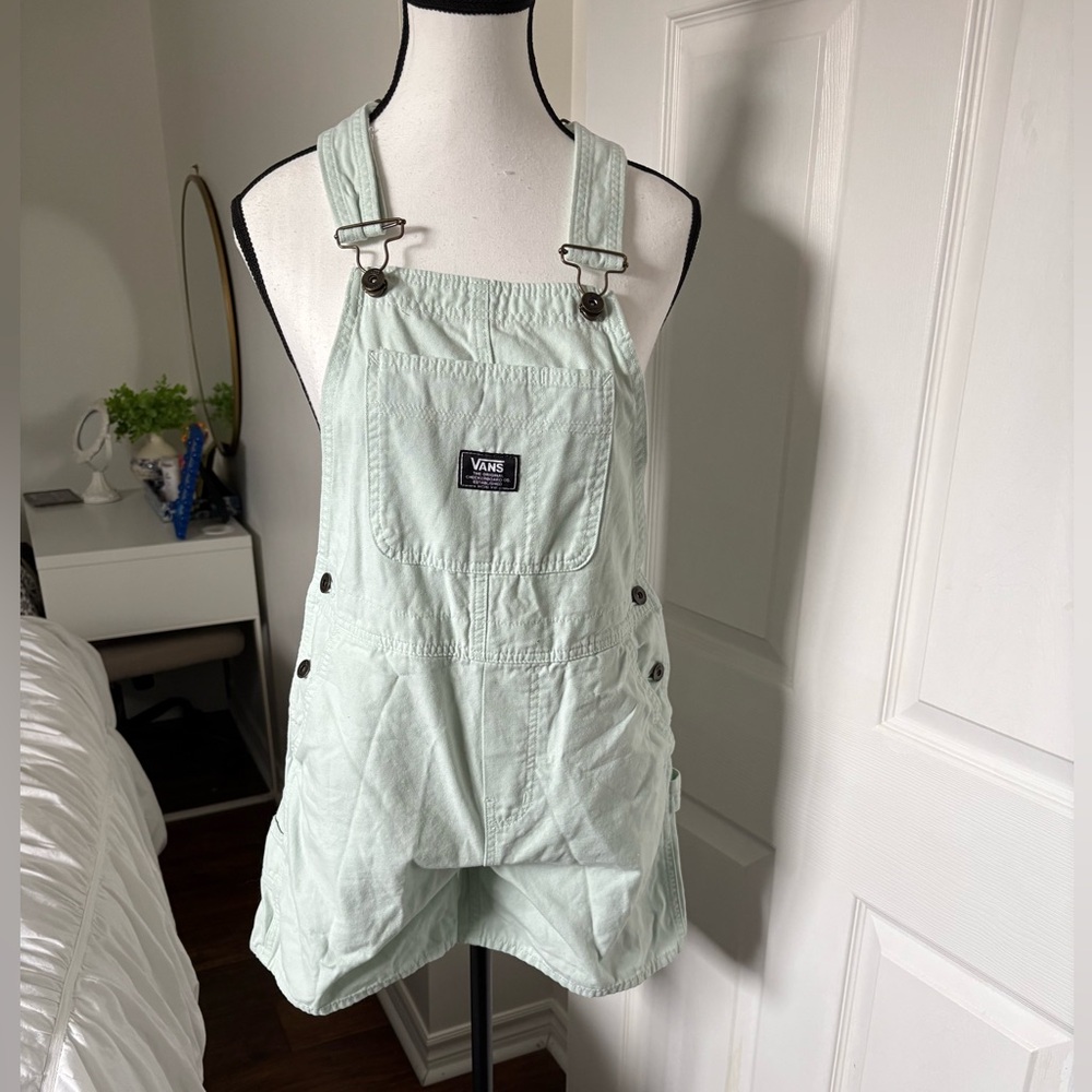 Vans Mint Green Short Overalls XS Cotton Utility Romper